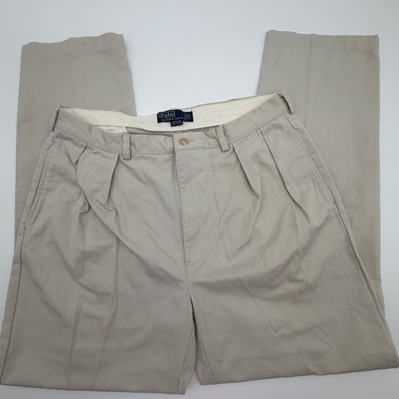Polo Ralph Lauren Other - Polo Ralph Lauren Andrew Pant Mens 38x34 Tan Khaki Double Pleated Chino Trousers
